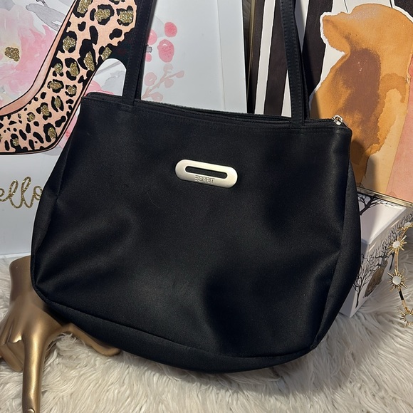 Esprit black nylon zip bag. EUC - Picture 4 of 9